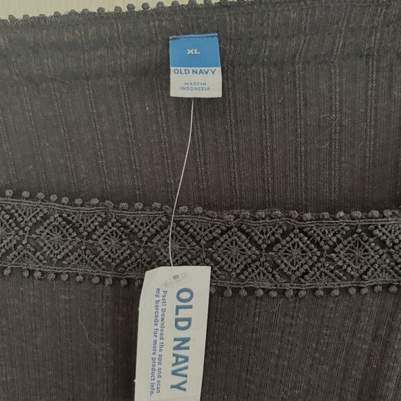 Old Navy Flutter Sleeve Crochet Lace Pointelle Top Knit Swing Blouse Black XL - Picture 5 of 6